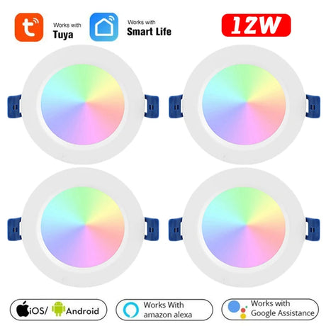 10W/12W Tuya Zigbee 3.0 Smart LED Downlight RGBCW 3.5/4 Inch Round Ceiling Lamp Indoor Spot Lighting Work With Alexa Google Home
