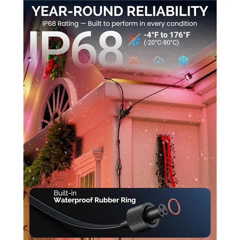 FYBL-Waterproof 16FT Extension Cable For Govee Cord For Govee H705A H706A Permanent Outdoor Lights Series
