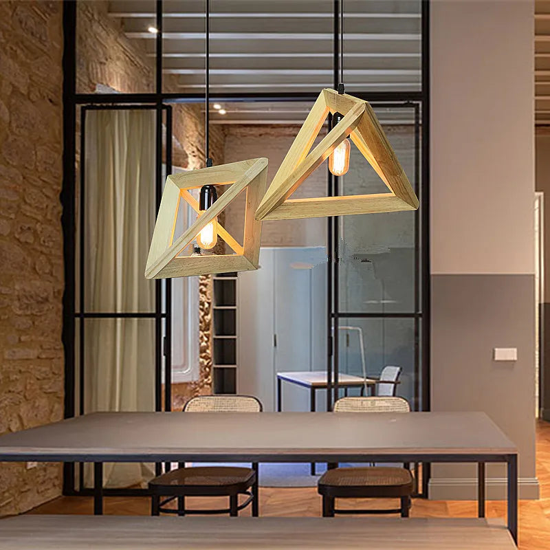 New Chinese Style Minimalist Wooden LED Chandelier - Modern Postmodern Ceiling Pendant Light