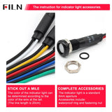 8mm LED Symbol Indicator Light - 12V 24V Black Metal Dash Pilot Lamp