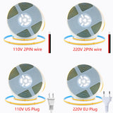 5M 10M 15M 20M 110V 220V COB LED Strip Light Super Bright 240LEDs/M 2PIN Wire Tape Flex Ribbon EU US Plug Room Lighting 8MM PCB