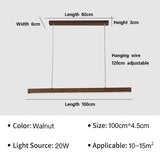 Nordic Long Wood Strip LED Pendant Light Dining Table Lamp Light Suspension Chandelier for Living Dining Room Lighting Fixture