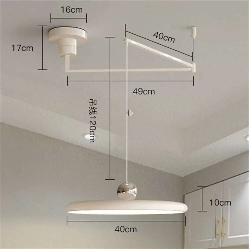 French Rocker arm Hanging Chandelier Light Fixture  Folding LED Colorful Pendant Lamp for Living Room Dining Room Bedroom