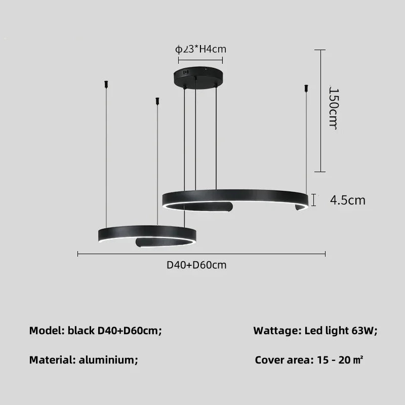 Modern Salon Design Ring Ceiling Chandelier Dining Room Pendant Lamp Bedroom Home LED Lighting Fixtures