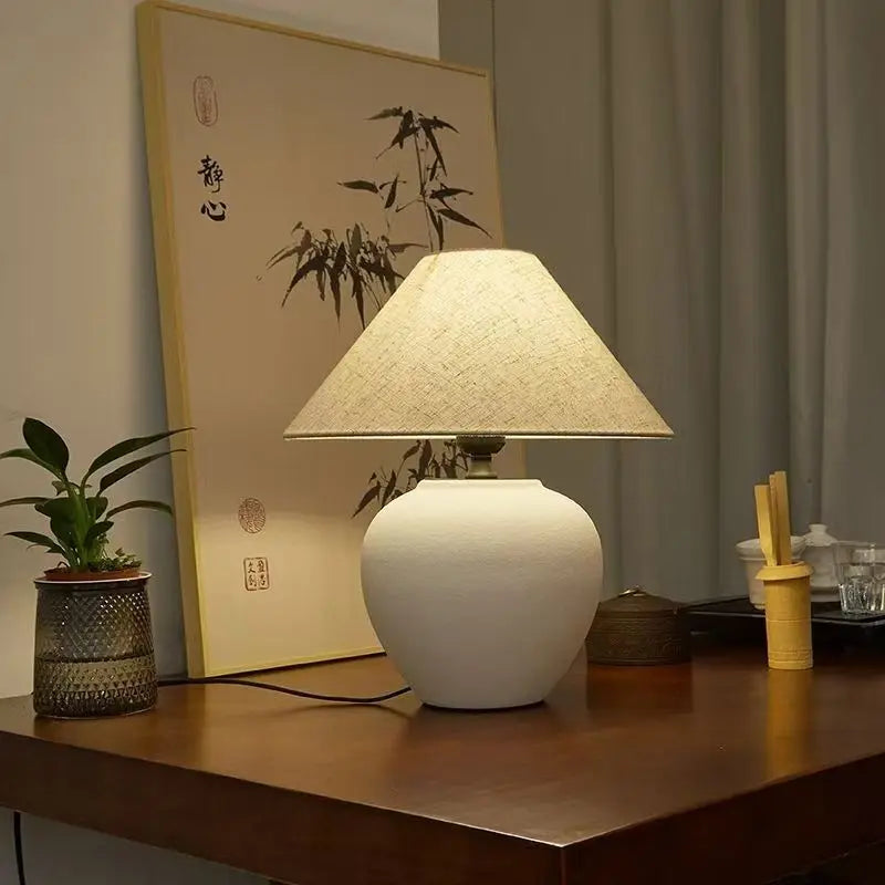 Nordic Retro Ceramic ,Table Lamp Fabric Lampshades, Bedside Table Lamps, Room Decoration, Indoor Lighting, Floor Lamps