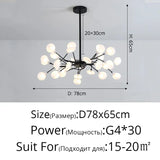 Modern Firefly LED Chandelier Black Gold for Living Room Bedroom Hall Home Decor Indoor Lighting Minimalist Ceiling Pendant Lamp