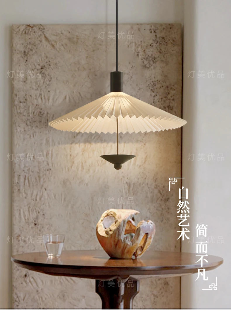 Wabi-Sabi Fabric Hanging Chandelier Light - Simple Cloth Ceiling Pendant Lamp Fixture for Bedroom, Dining Room & Living Area