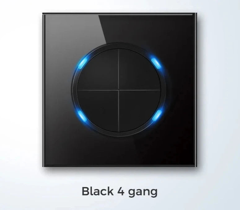  Universal Round Tempered Glass Home Wall Switch Panel LED Indicator Black/Grey/Gold/White 250V 86mm*86mm Wall Light Switch