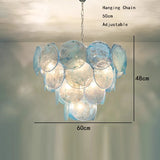 Blue Circle Glass Chandeliers Vintage Art American Classic Living Room Design Idea Home Deco Restaurant Hanging Lamps Lustre
