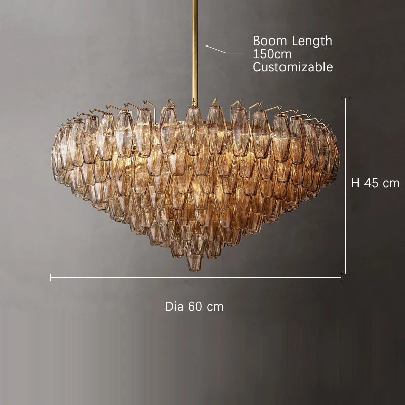 2025 Contemporary Glass Pendant Lamp Round Rectangle Chandelier Silver Black Finish Adjustable Ceiling Light Villa
