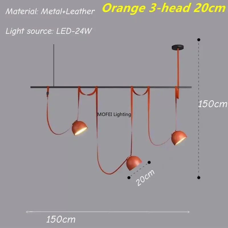 Italian Designer Leather Pendant Lamp Nordic LED Ceiling Chandelier Duplex Home Living Dining Room Hanging Lights Modern Fixture