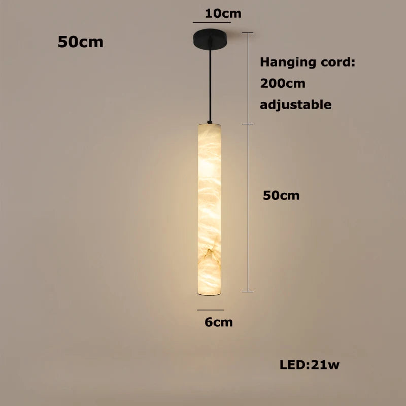Elevate Your Dinning Room With Our Marble Cylinder Led Pendant Light Dimming Function White Linear Alabaster Gold Silver