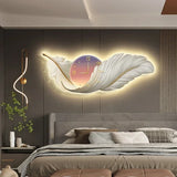 LED Wall Clock Light Luxury Large Art Clocks Living Room Decors Painting Wall Watch Feather Silent Clock Renog Home Decoration