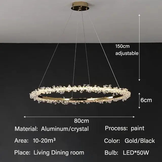 Modern Luxury Crystal LED Chandelier - Minimalist Pendant Light for Living Room