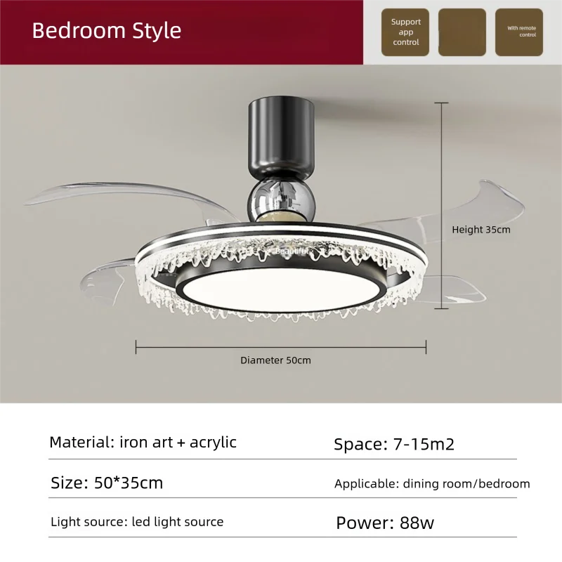 Fan Light 2026 New Living Room Light Luxury High end Italian Minimalist Restaurant Ceiling Fan Light Whole House Lighting Fixtures
