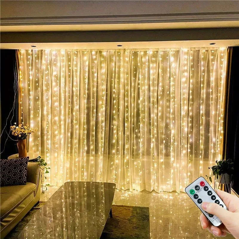 6M/4M/3M USB Curtain Led String Lights with Remote Control Holiday Wedding Christmas Indoor Bedroom Decoration Hanging Lighting