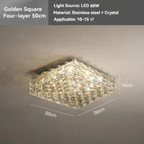 Luxury Modern Crystal Ceiling Light Chandelier - Flush Mount Ceiling Lamp Fixture for Living Room, Master Bedroom & Home Decor
