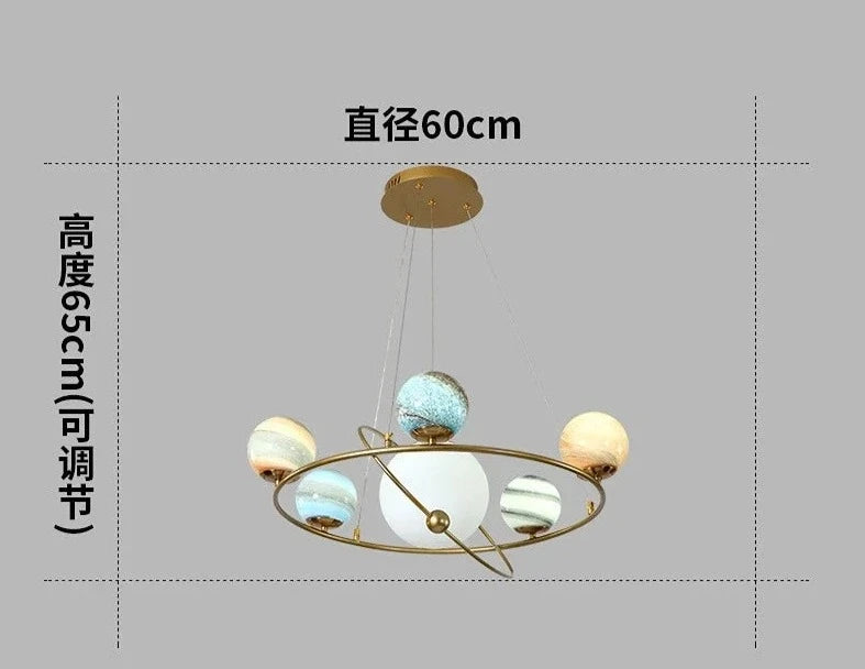 Nordic Planet Chandelier Ceiling Simple Living Room LED Pendant Lights Creative Moon Lamp Earth Children&#39;s Bedroom Hanging Light