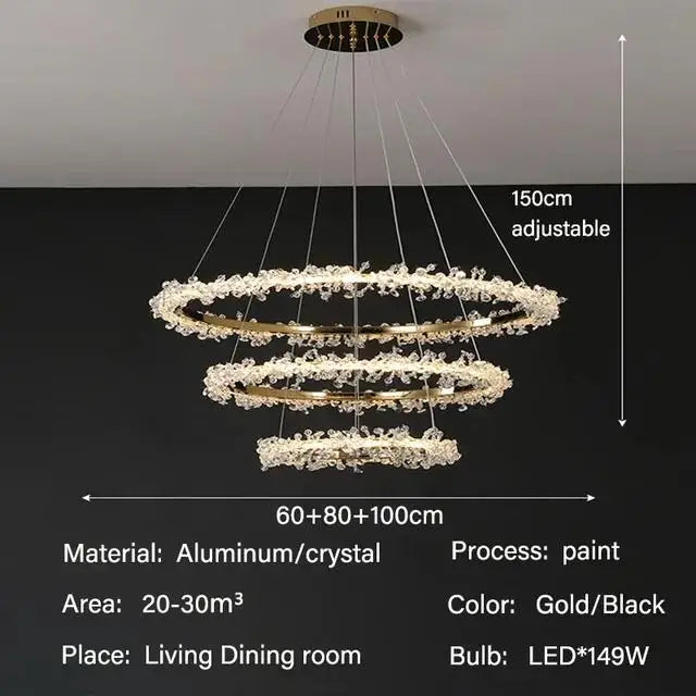 Modern Luxury Crystal LED Chandelier - Minimalist Pendant Light for Living Room