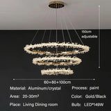 Modern Luxury Crystal LED Chandelier - Minimalist Pendant Light for Living Room