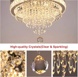19.7" Modern Crystal Chandelier Ceiling Light LED Chandeliers Flush Mount Ceiling Light Fixture for Bedrooms Living Dining Room
