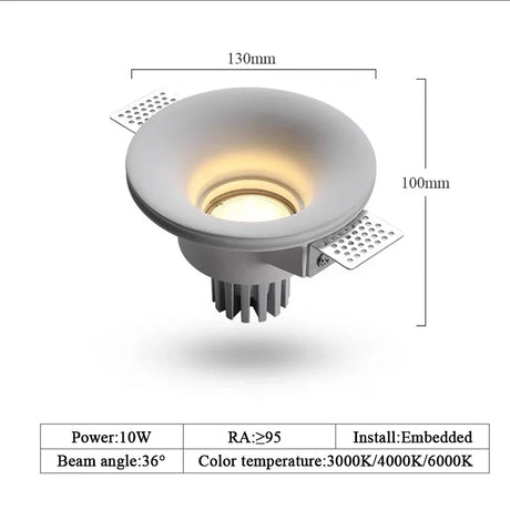 Recessed LED Gypsum Downlight Borderless Zigbee Spotlight Anti-Glare Ceiling Lamp Living Room Bedroom Aisle Embedded Lighting