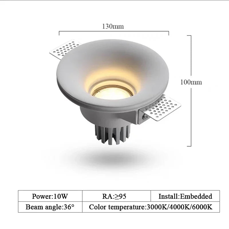 Recessed LED Gypsum Downlight Borderless Zigbee Spotlight Anti-Glare Ceiling Lamp Living Room Bedroom Aisle Embedded Lighting