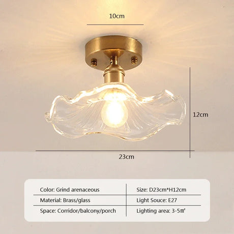 Retro LED Glass Ceiling Lights Nordic Brass Flower Aisle Decors Fixtures Living Room Corridor Balcony lamp Home Lighting Lusters'