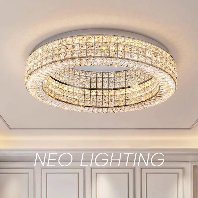 Modern Style Fixture Ceiling Light Luxury Round Crystal Chandelier Ceiling Light for Indoor Bedroom Home Lighting