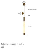 Simple Natural White Marble Wall Light Copper Creative Sconce Hotel Hall Room Parlor Bathroom Lamp