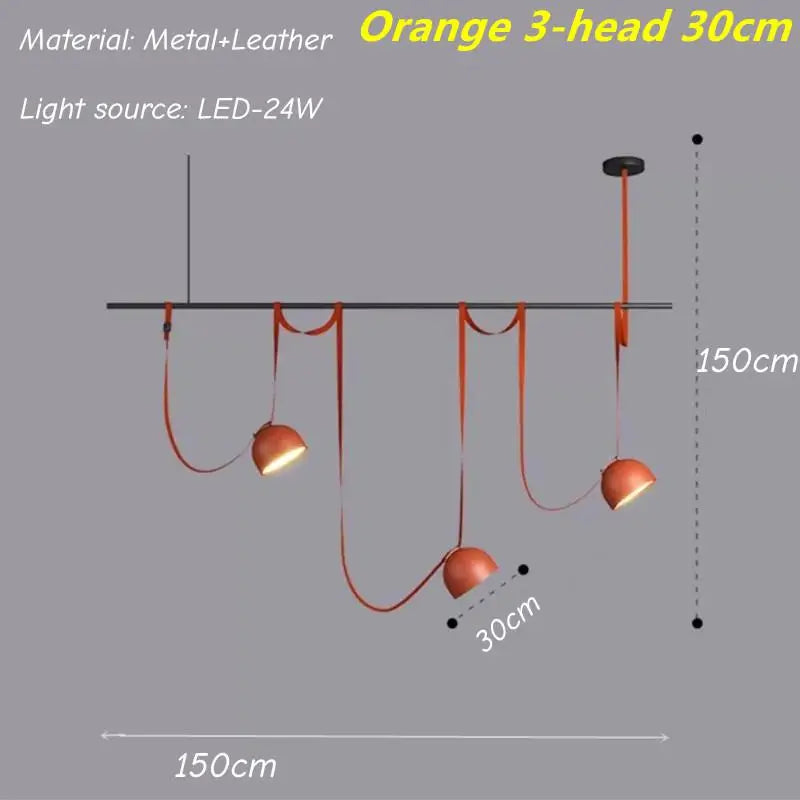 Nordic Art Leather Metal LED Chandelier Living Dining Room Bedroom Bar Island Luminaire Personalized Home Decor Lighting Fixture