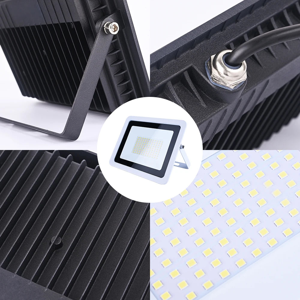 LED Flood Light 100W 50W 30W 20W 10W AC 220V Outdoor IP68 Waterproof Reflector Spotlight Street Light Wall Lamp Garden Lighting