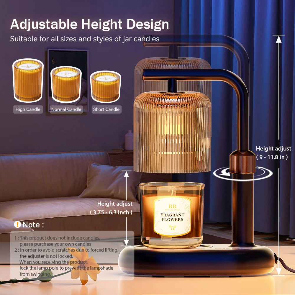 50W Candle Warmer Lamp with Timer Dimmable Dsek Lamp Warmer Glass Candle Warmer Adjustable Candle Light Cozy Bedroom Home Decor