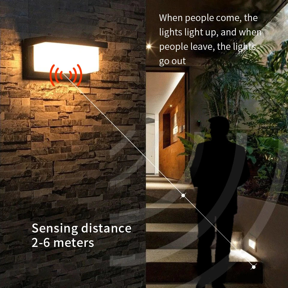 Led Outdoor Wall Light Waterproof IP66 Motion Sensor Led Outdoor Lighting Porch Lights Balcony Garden Lights Outdoor Wall Lamp