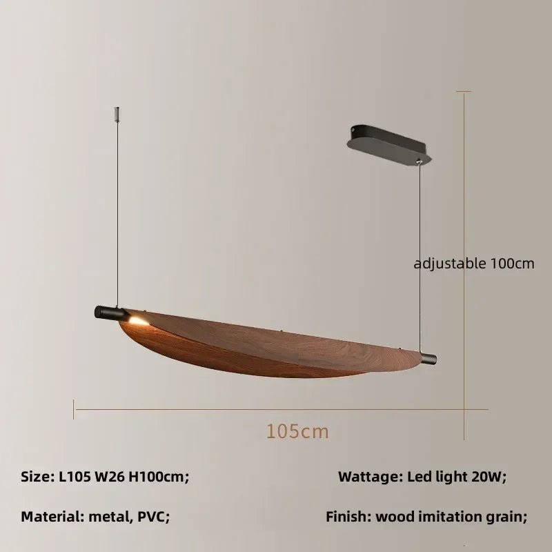 Nordic Wood Grain Leaves Led Pendant Light Wabi Sabi Restaurant Table Bar Chandelier Lighting Home Tea Room Decor Hanging Lamps