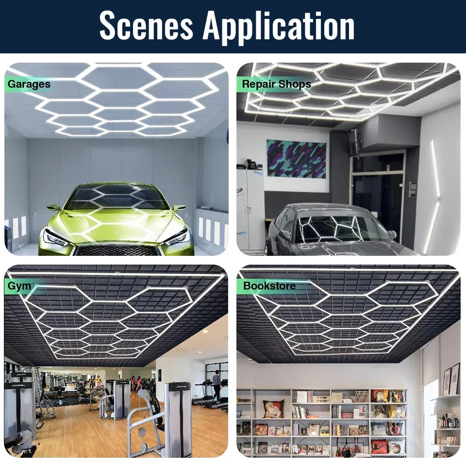 LED Hexagon Light Garage Lamp Lighting Tube AC85-265V Ceiling Lights LED Lighting Aluminum Safety For Garage Factory Market GYM