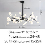 Modern Firefly LED Chandelier Black Gold for Living Room Bedroom Hall Home Decor Indoor Lighting Minimalist Ceiling Pendant Lamp