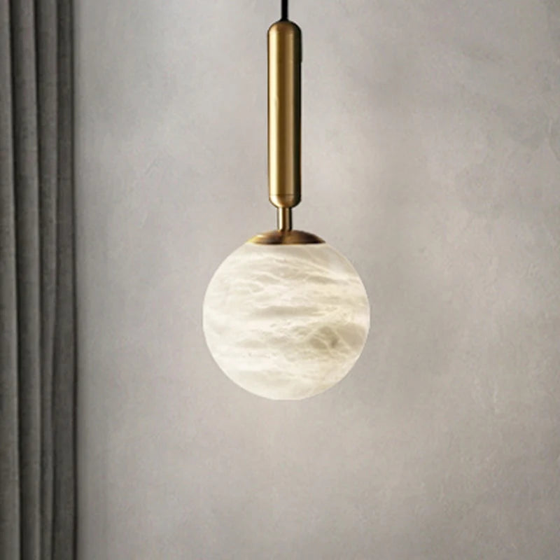 Spain Natural Marble Hanging Lamp Dining Desk Luxury Golden Decors Bedroom Bedhead Pendant Lamp Hotel Restaurant Bar Droplight