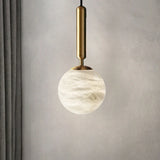 Spain Natural Marble Hanging Lamp Dining Desk Luxury Golden Decors Bedroom Bedhead Pendant Lamp Hotel Restaurant Bar Droplight