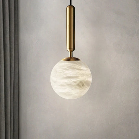Spain Natural Marble Hanging Lamp Dining Desk Luxury Golden Decors Bedroom Bedhead Pendant Lamp Hotel Restaurant Bar Droplight