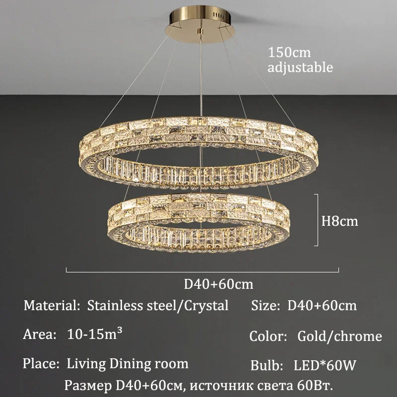 Nordic-style Luxurious Crystal Chandeliers, Led Lights, Pendant Ceiling Lamps, Suspended Chandeliers, Home Decorations, Lighting