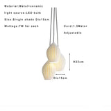 Nordic Modern Ceramic Lantern Energy-Saving LED Pendant Light - Creative Art Ceiling Chandelier Lamp Fixture for Restaurant, Dining Room & Home Decor