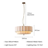 Japanese Wabi-Sabi Silk Fabric Pendant Light - Cloth Hanging Ceiling Chandelier Lamp Fixture for Living Room, Dining Room & Bedroom Decor