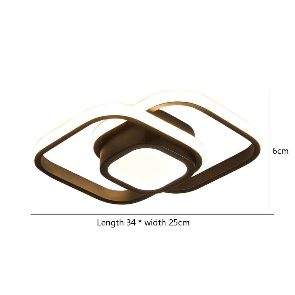 Small Modern LED Ceiling Light 2 Rings Creative Design Ceiling Lamp Indoor Lighting Fixtures Hallway Balcony Aisle Office Lustre