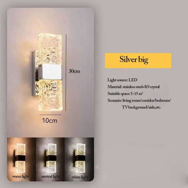 Corrugated Crystal Wall Lamps Modern LED Lighting Indoor Wall Sconces Living Room TV Background Bedroom Aisle Home Decor Lustre