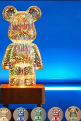 3D Fireworks Bear Lamp USB Led Night Light Bedroom Decoration Cute Table Desk Projection Atmosphere 7 Color Changeable Kid Gift