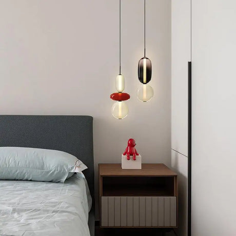 Nordic Creative Designer Art Style Colored Glass LED Pendent Lamp Restaurant Cafe's Exhibition Hall Home Decoration Light Fixture