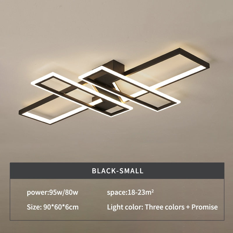 Modern LED Chandeliers Lighting Fixtures for Living Room Bedroom Kitchen Home With Remote Control Black Lustre Ceiling Lamp