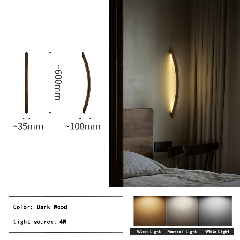 2026 Wood Arch Modern Long Pendant Light - Minimalist LED Dining Table Chandelier
