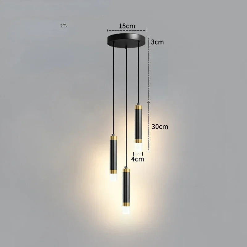 Modern Led Long Pendant Light for Bedroom Bedside Living Room Hanging Lamps Reading Lighting Double Spotlight Decor Chandelier